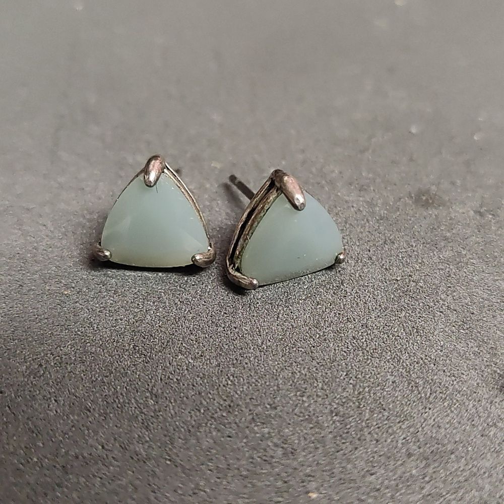 Chalcedony Pale Green Triangle Studs Earrings